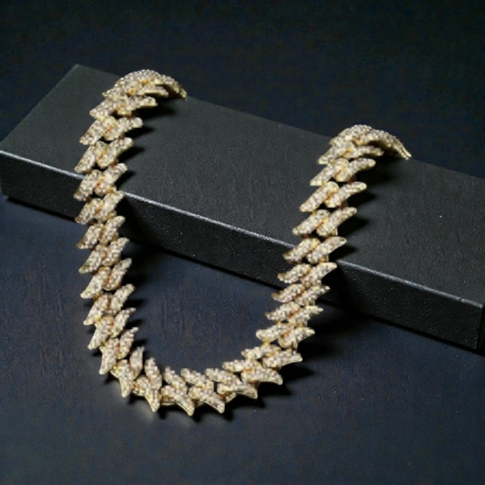 16MM Iced Yellow Gold Thorn Cuban Chain